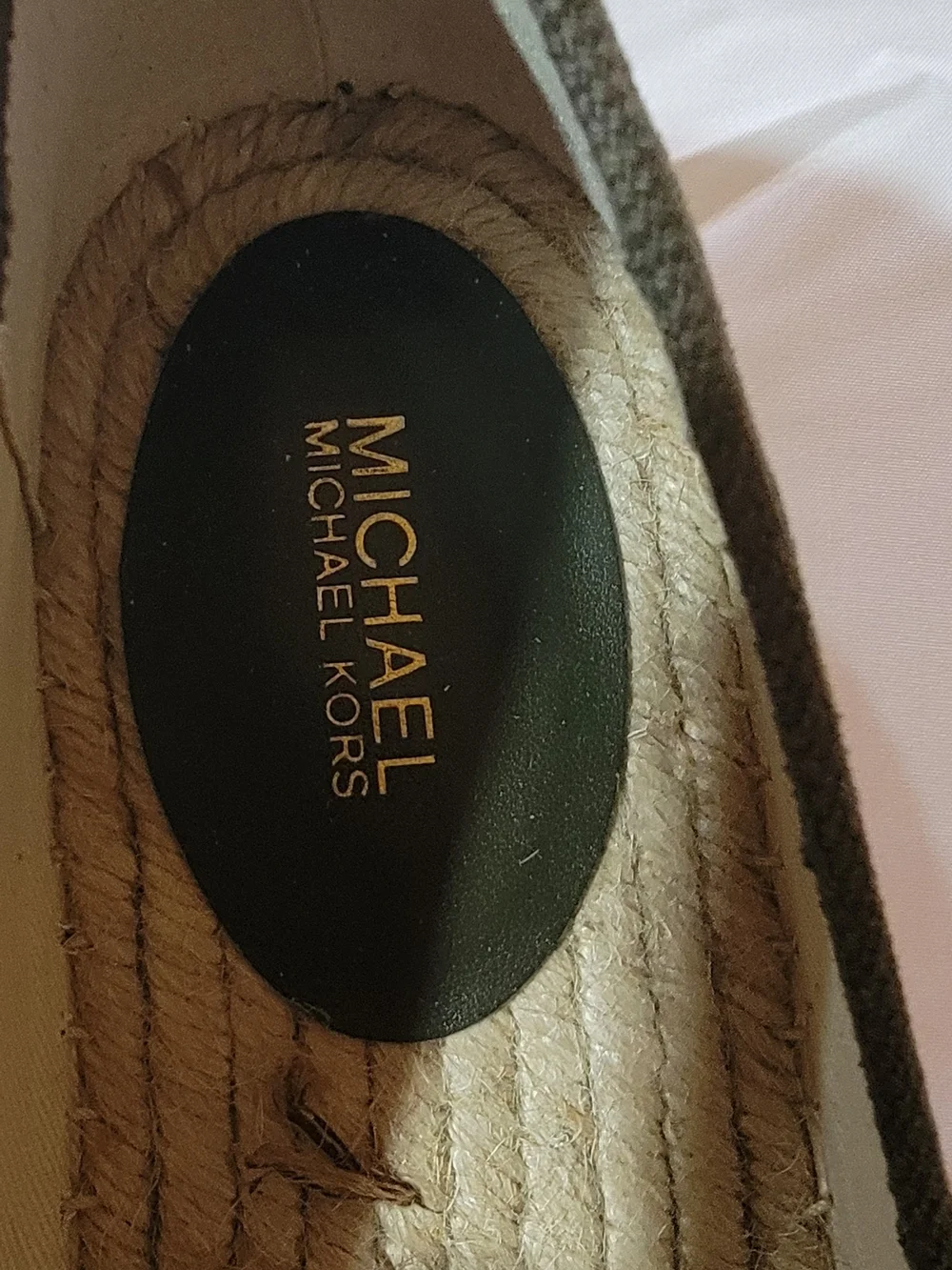 Michael Kors Olive Green Canvas Slip-On Espadrilles with Gold MK Logo - Picture 3 of 6